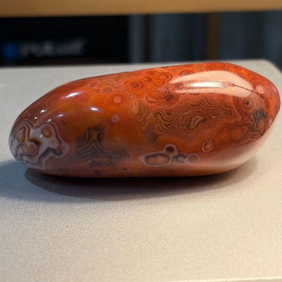 Large Polished Banded Agate Specimen 3.5” — Red Lace Agate Display Stone - Picture 4 of 6